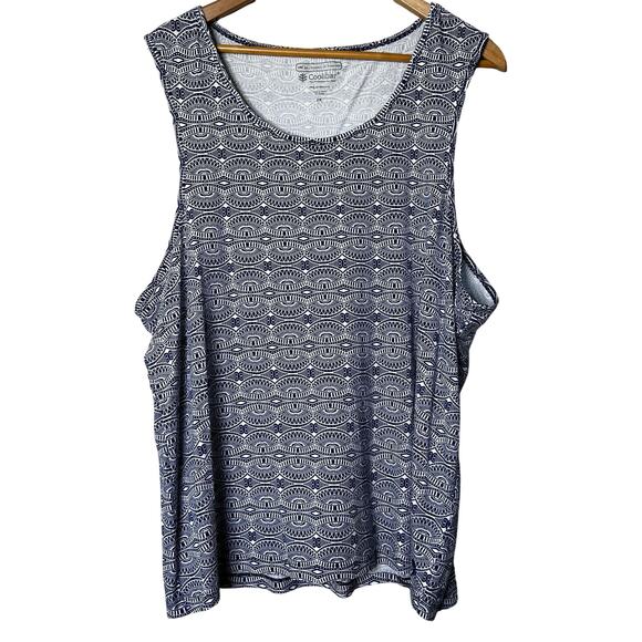 Coolibar Tank Top Size XL 50 UPF Sun Protection Blue White Everyday Basic - Picture 1 of 7